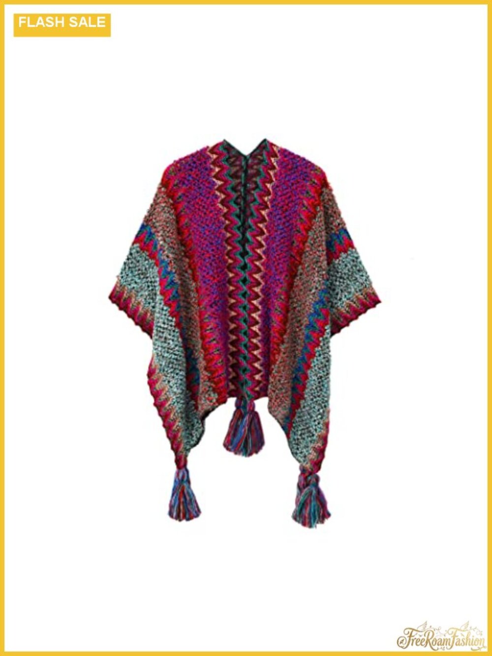 Knit Shawl Wrap Poncho Cape with Fringe for Fall Winter